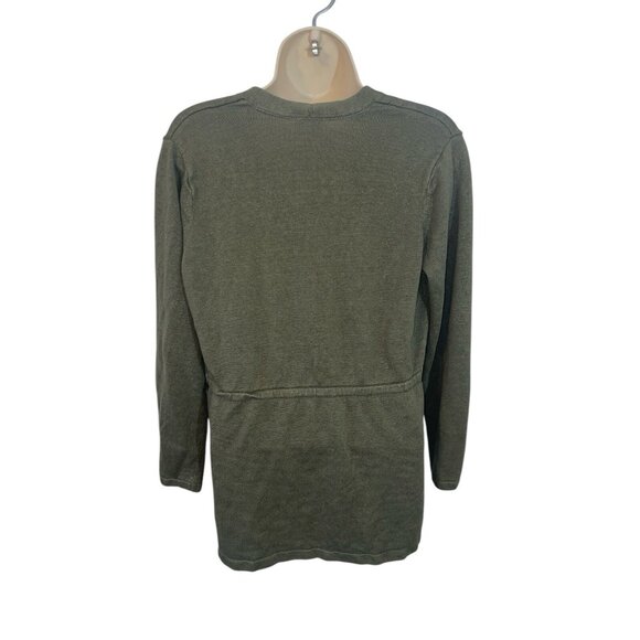 J JILL Women's Size Medium Green Linen Blend 3 Button Cardigan Sweater - Picture 2 of 13